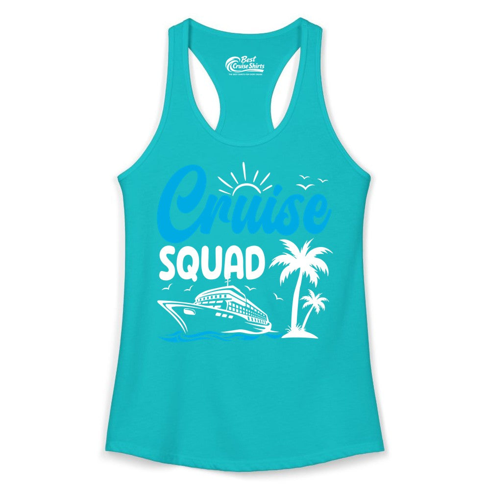 Cruise Squad Shirt - Tropical Group Cruise Tee for Caribbean Trips (Ladies Tank) in Tahiti Blue - Cruise Squad Shirt - Tropical Group Vacation Nautical Island Design