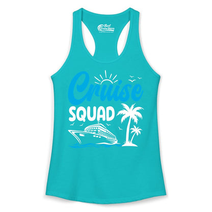 Cruise Squad Shirt - Tropical Group Cruise Tee for Caribbean Trips (Ladies Tank) in Tahiti Blue - Cruise Squad Shirt - Tropical Group Vacation Nautical Island Design