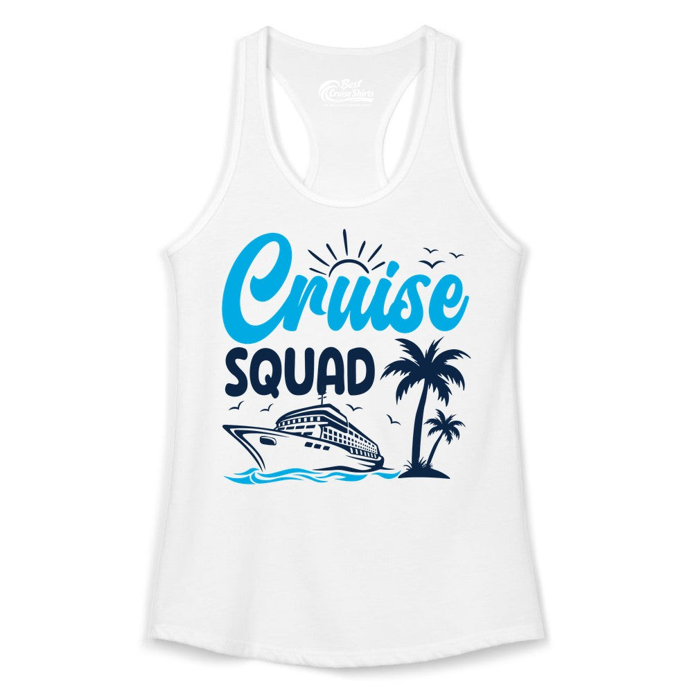 Cruise Squad Shirt - Tropical Group Cruise Tee for Caribbean Trips (Ladies Tank) in White - Cruise Squad Shirt - Tropical Group Vacation Nautical Island Design