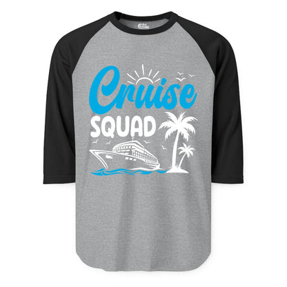 Cruise Squad Shirt - Tropical Group Cruise Tee for Caribbean Trips (Raglan) in Heather GreyBlack - Cruise Squad Shirt - Tropical Group Vacation Nautical Island Design