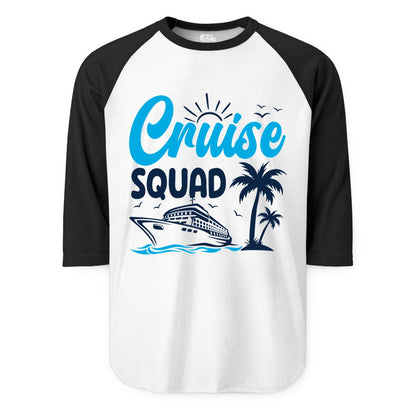 Cruise Squad Shirt - Tropical Group Cruise Tee for Caribbean Trips (Raglan) in WhiteBlack - Cruise Squad Shirt - Tropical Group Vacation Nautical Island Design