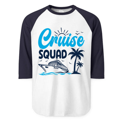 Cruise Squad Shirt - Tropical Group Cruise Tee for Caribbean Trips (Raglan) in WhiteNavy - Cruise Squad Shirt - Tropical Group Vacation Nautical Island Design