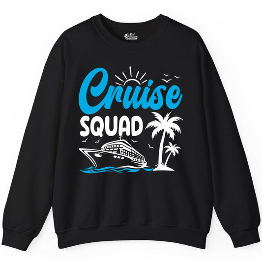 Cruise Squad Shirt - Tropical Group Cruise Tee for Caribbean Trips (Sweatshirt) in Black - Cruise Squad Shirt - Tropical Group Vacation Nautical Island Design