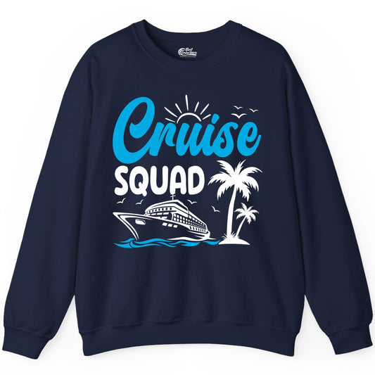 Cruise Squad Shirt - Tropical Group Cruise Tee for Caribbean Trips (Sweatshirt) in Navy - Cruise Squad Shirt - Tropical Group Vacation Nautical Island Design
