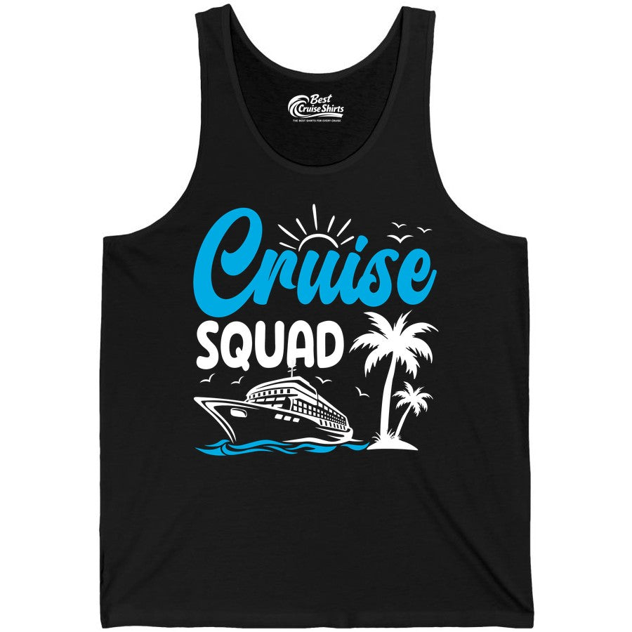 Cruise Squad Shirt - Tropical Group Cruise Tee for Caribbean Trips (Tank Top) in Black - Cruise Squad Shirt - Tropical Group Vacation Nautical Island Design
