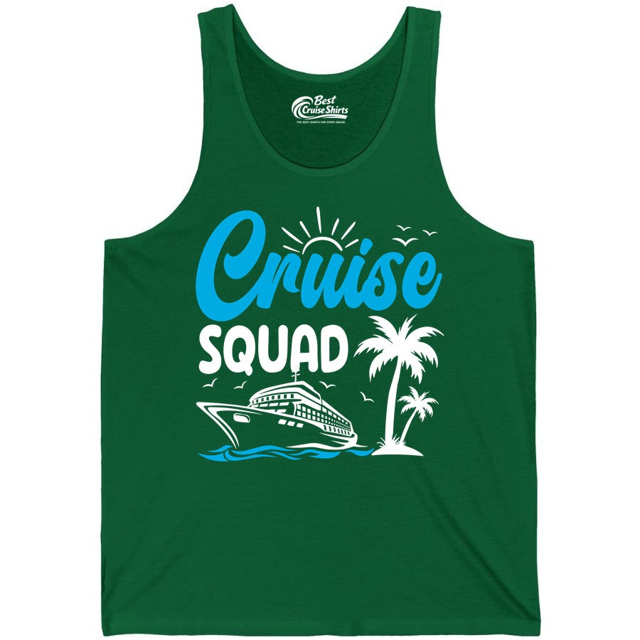 Cruise Squad Shirt - Tropical Group Cruise Tee for Caribbean Trips (Tank Top) in Kelly - Cruise Squad Shirt - Tropical Group Vacation Nautical Island Design