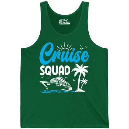 Cruise Squad Shirt - Tropical Group Cruise Tee for Caribbean Trips (Tank Top) in Kelly - Cruise Squad Shirt - Tropical Group Vacation Nautical Island Design