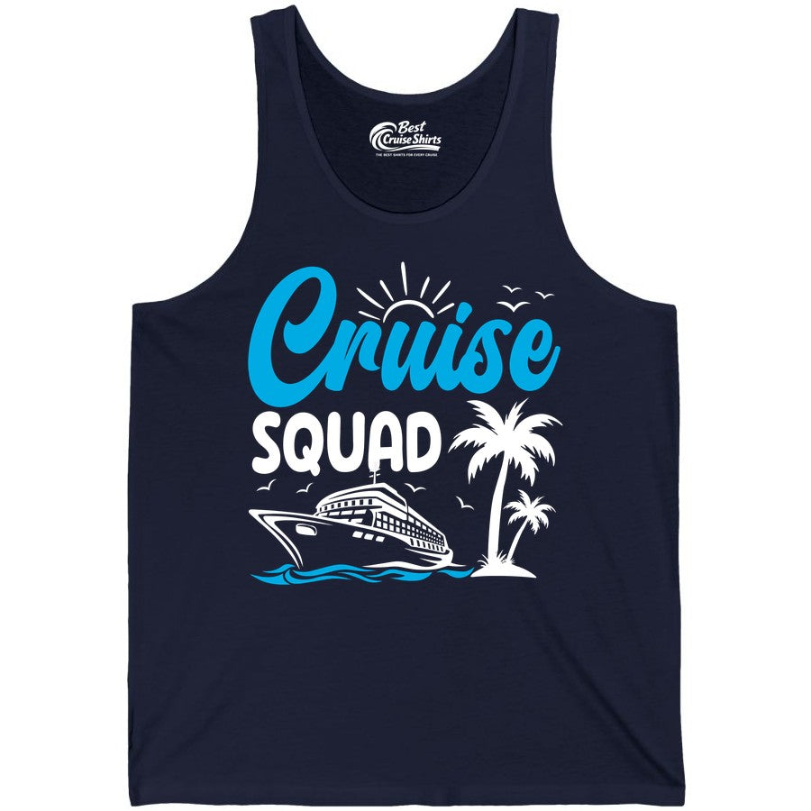 Cruise Squad Shirt - Tropical Group Cruise Tee for Caribbean Trips (Tank Top) in Navy - Cruise Squad Shirt - Tropical Group Vacation Nautical Island Design