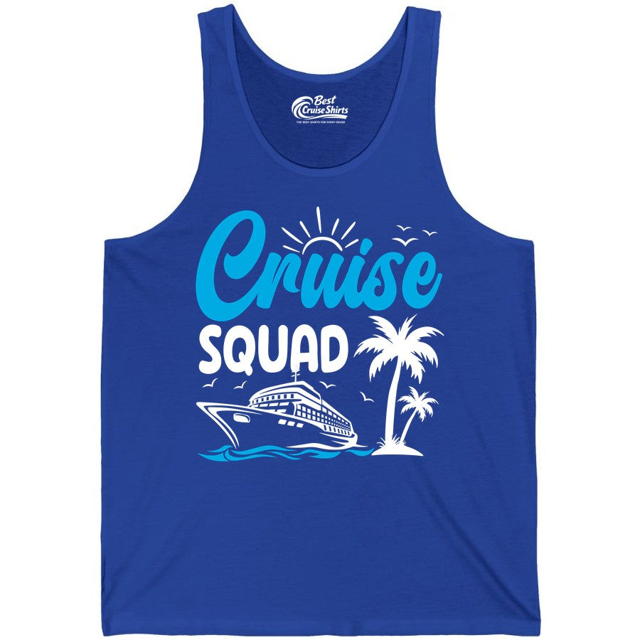 Cruise Squad Shirt - Tropical Group Cruise Tee for Caribbean Trips (Tank Top) in True Royal - Cruise Squad Shirt - Tropical Group Vacation Nautical Island Design