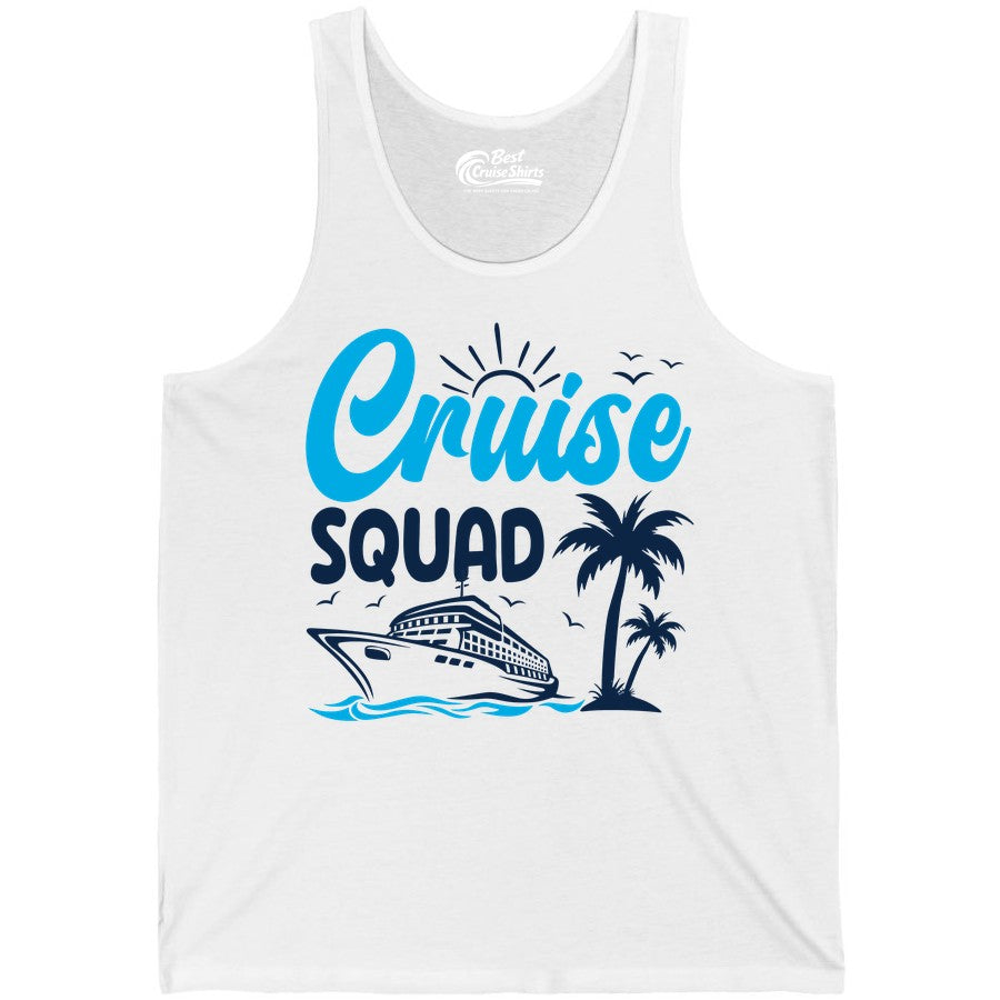 Cruise Squad Shirt - Tropical Group Cruise Tee for Caribbean Trips (Tank Top) in White - Cruise Squad Shirt - Tropical Group Vacation Nautical Island Design