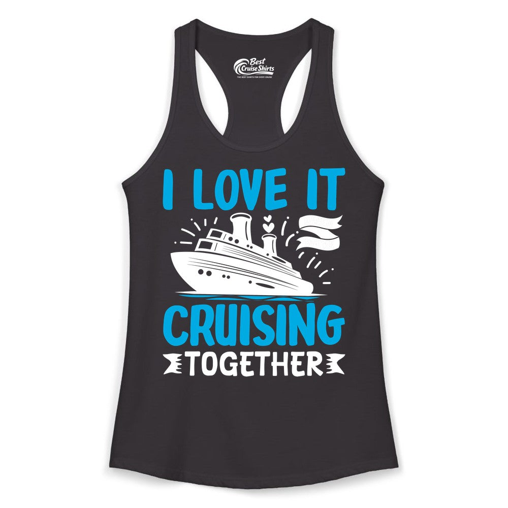 Cruising Together Shirt - Romantic Cruise Apparel for Couples (Ladies Tank) in Black - Romantic Cruise Ship Playful Hearts Cruising Together Shirt Design