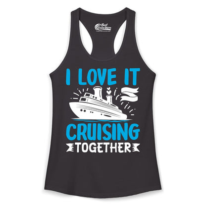 Cruising Together Shirt - Romantic Cruise Apparel for Couples (Ladies Tank) in Black - Romantic Cruise Ship Playful Hearts Cruising Together Shirt Design
