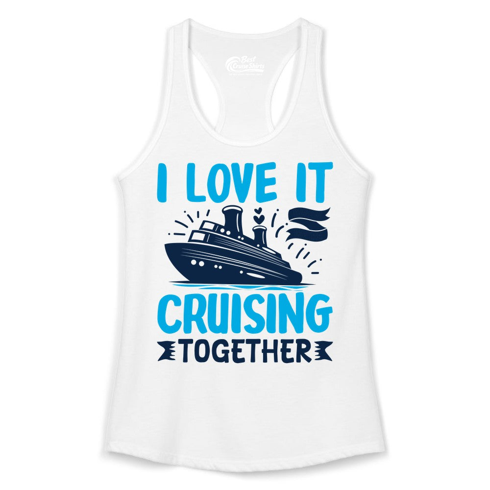 Cruising Together Shirt - Romantic Cruise Apparel for Couples (Ladies Tank) in White - Romantic Cruise Ship Playful Hearts Cruising Together Shirt Design
