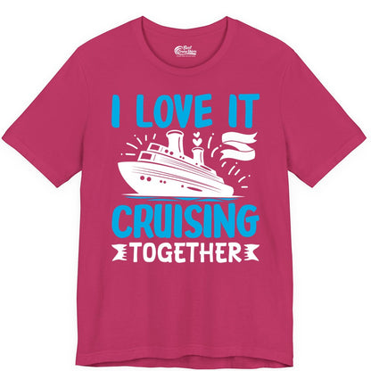 Cruising Together Shirt - Romantic Cruise Apparel for Couples (Premium Tee) in Berry - Romantic Cruise Ship Playful Hearts Cruising Together Shirt Design
