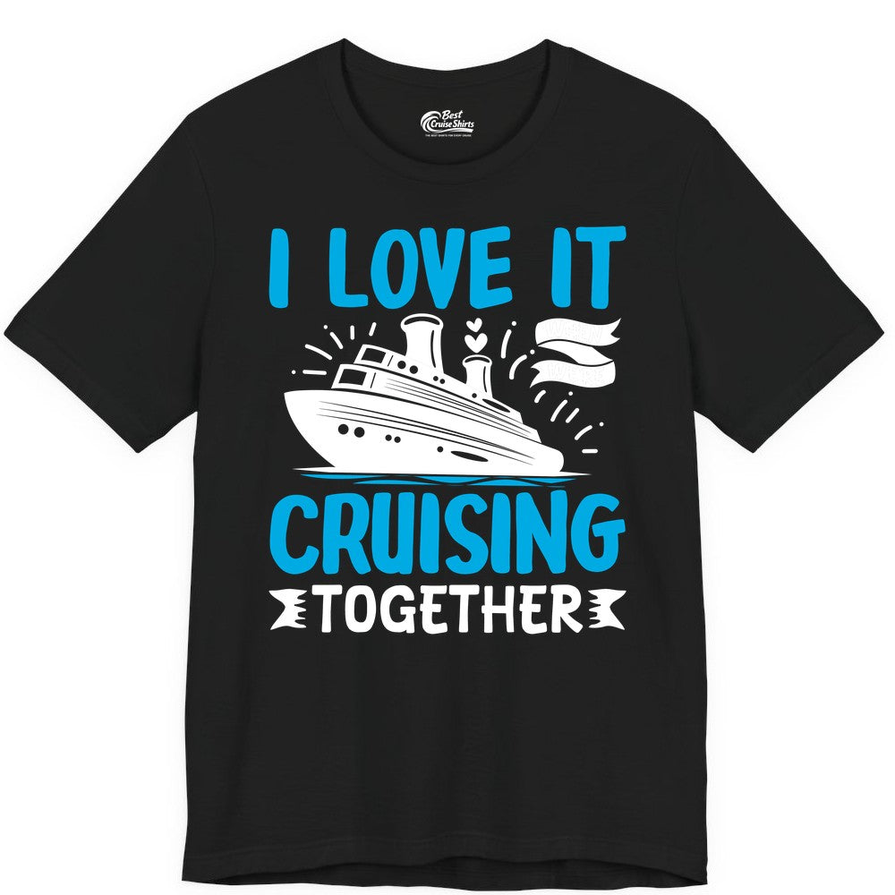 Cruising Together Shirt - Romantic Cruise Apparel for Couples (Premium Tee) in Black - Romantic Cruise Ship Playful Hearts Cruising Together Shirt Design