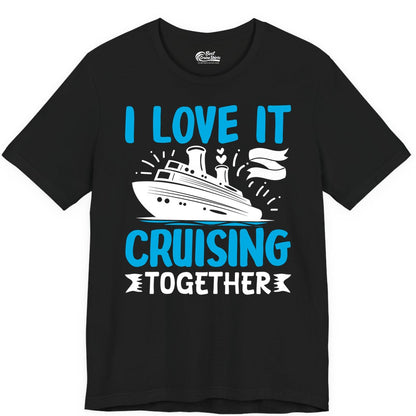 Cruising Together Shirt - Romantic Cruise Apparel for Couples (Premium Tee) in Black - Romantic Cruise Ship Playful Hearts Cruising Together Shirt Design