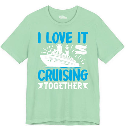 Cruising Together Shirt - Romantic Cruise Apparel for Couples (Premium Tee) in Mint - Romantic Cruise Ship Playful Hearts Cruising Together Shirt Design