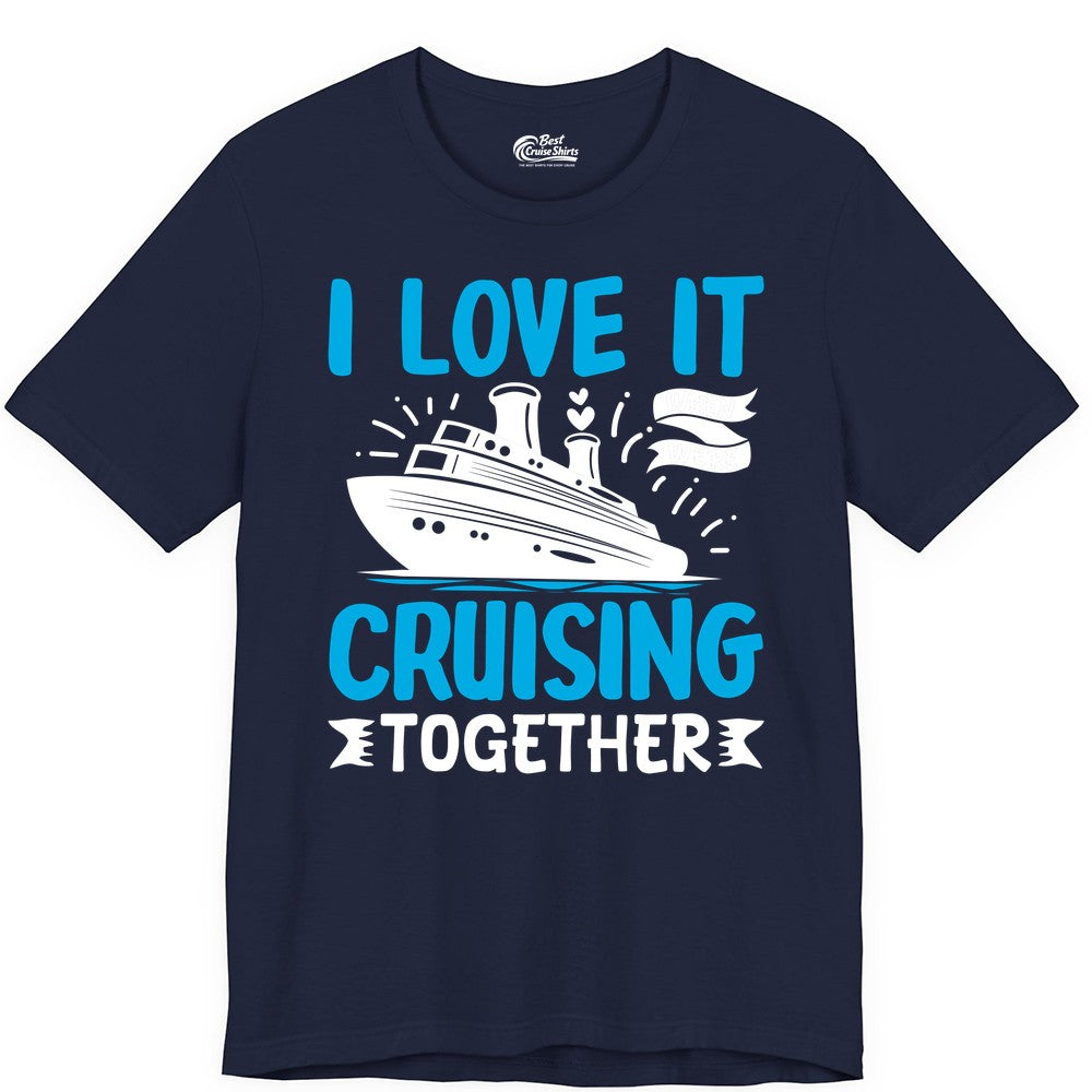 Cruising Together Shirt - Romantic Cruise Apparel for Couples (Premium Tee) in Navy - Romantic Cruise Ship Playful Hearts Cruising Together Shirt Design