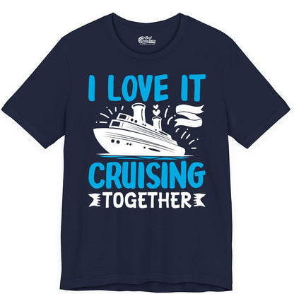 Cruising Together Shirt - Romantic Cruise Apparel for Couples (Premium Tee) in Navy - Romantic Cruise Ship Playful Hearts Cruising Together Shirt Design