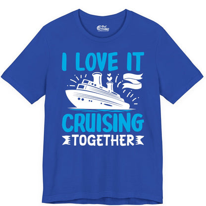 Cruising Together Shirt - Romantic Cruise Apparel for Couples (Premium Tee) in True Royal - Romantic Cruise Ship Playful Hearts Cruising Together Shirt Design