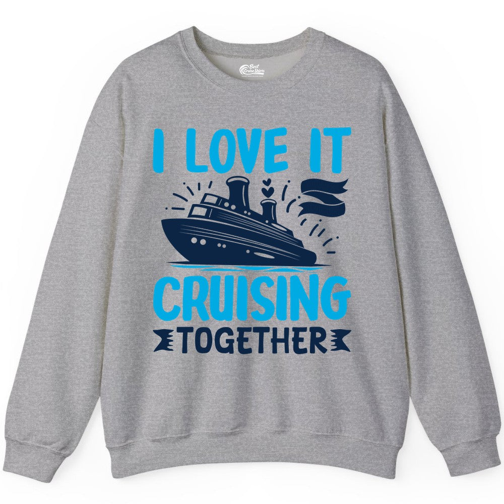 Cruising Together Shirt - Romantic Cruise Apparel for Couples (Sweatshirt) in Sport Grey - Romantic Cruise Ship Playful Hearts Cruising Together Shirt Design