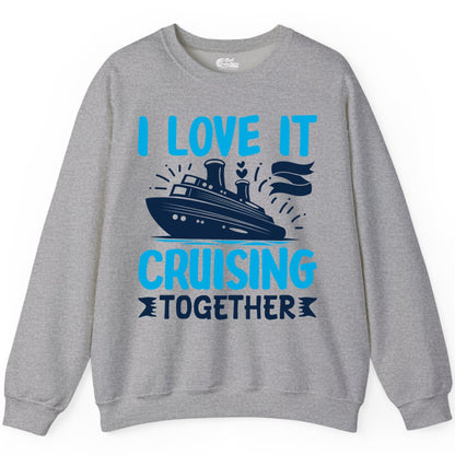 Cruising Together Shirt - Romantic Cruise Apparel for Couples (Sweatshirt) in Sport Grey - Romantic Cruise Ship Playful Hearts Cruising Together Shirt Design