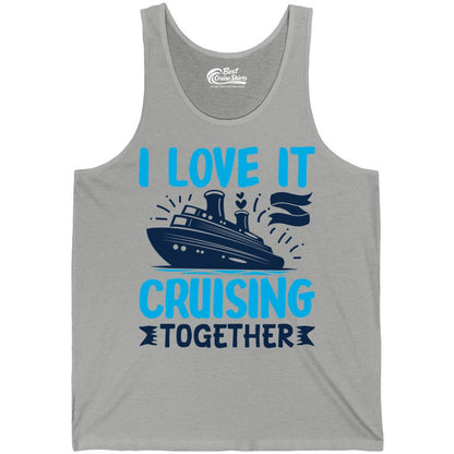 Cruising Together Shirt - Romantic Cruise Apparel for Couples (Tank Top) in Athletic Heather - Romantic Cruise Ship Playful Hearts Cruising Together Shirt Design