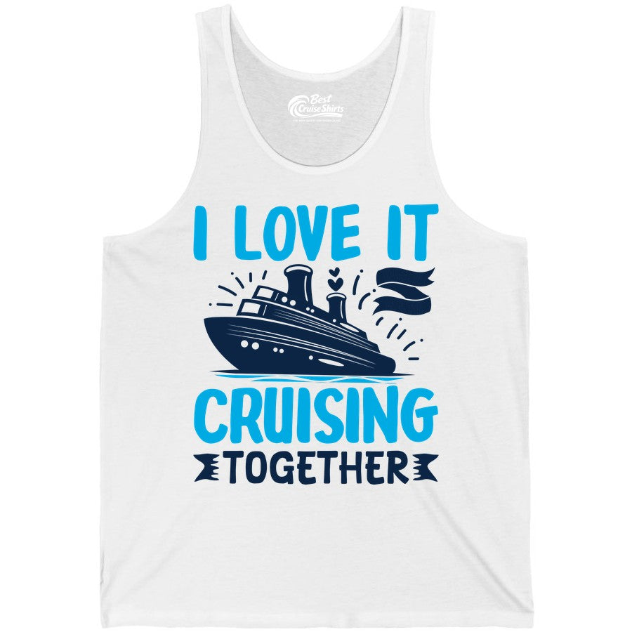 Cruising Together Shirt - Romantic Cruise Apparel for Couples (Tank Top) in White - Romantic Cruise Ship Playful Hearts Cruising Together Shirt Design