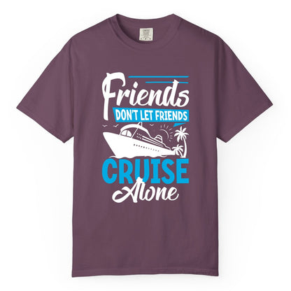 Friends Cruise Shirt - Fun Tropical Matching Cruise Group Tee (Comfort Color) in Berry - Friends Cruise Shirt - Tropical Palm Trees and Cruise Ship Vacation