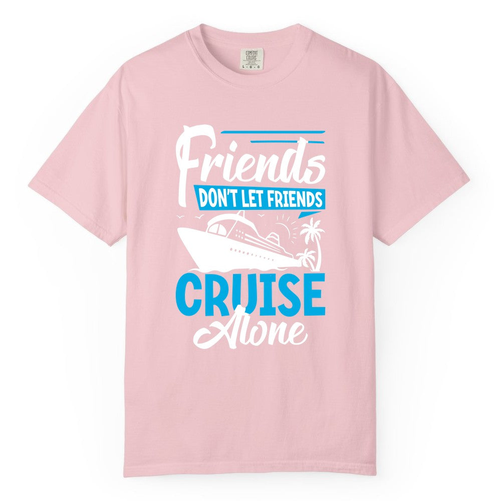Friends Cruise Shirt - Fun Tropical Matching Cruise Group Tee (Comfort Color) in Blossom - Friends Cruise Shirt - Tropical Palm Trees and Cruise Ship Vacation