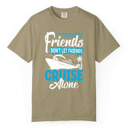 Friends Cruise Shirt - Fun Tropical Matching Cruise Group Tee (Comfort Color) in Khaki - Friends Cruise Shirt - Tropical Palm Trees and Cruise Ship Vacation