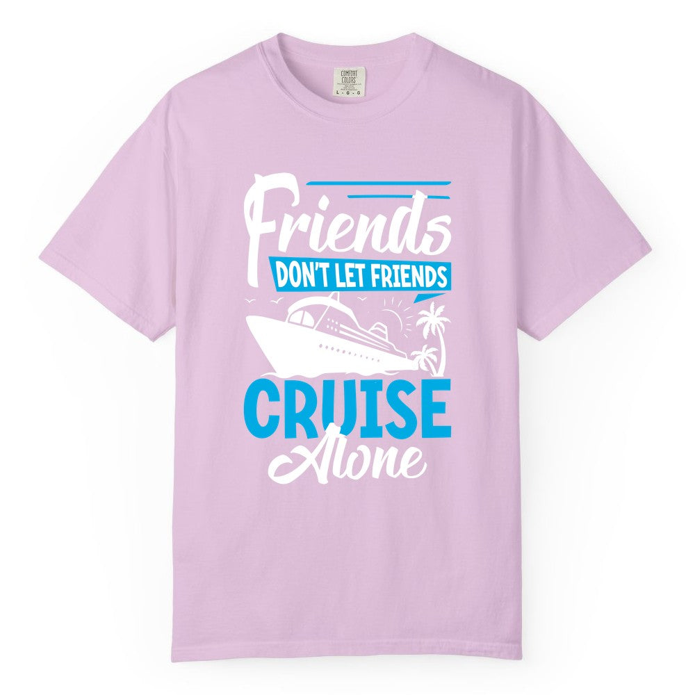 Friends Cruise Shirt - Fun Tropical Matching Cruise Group Tee (Comfort Color) in Orchid - Friends Cruise Shirt - Tropical Palm Trees and Cruise Ship Vacation