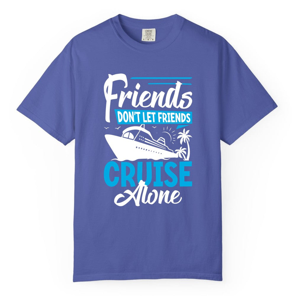 Friends Cruise Shirt - Fun Tropical Matching Cruise Group Tee (Comfort Color) in Periwinkle - Friends Cruise Shirt - Tropical Palm Trees and Cruise Ship Vacation