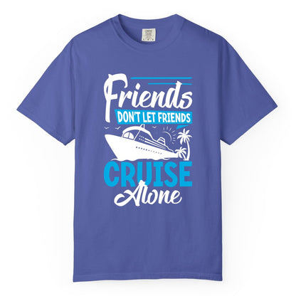Friends Cruise Shirt - Fun Tropical Matching Cruise Group Tee (Comfort Color) in Periwinkle - Friends Cruise Shirt - Tropical Palm Trees and Cruise Ship Vacation