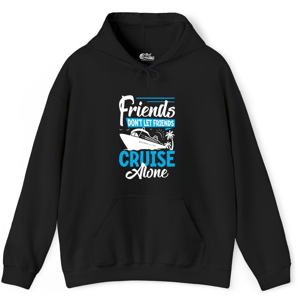 Friends Cruise Shirt - Fun Tropical Matching Cruise Group Tee (Hoodie) in Black - Friends Cruise Shirt - Tropical Palm Trees and Cruise Ship Vacation