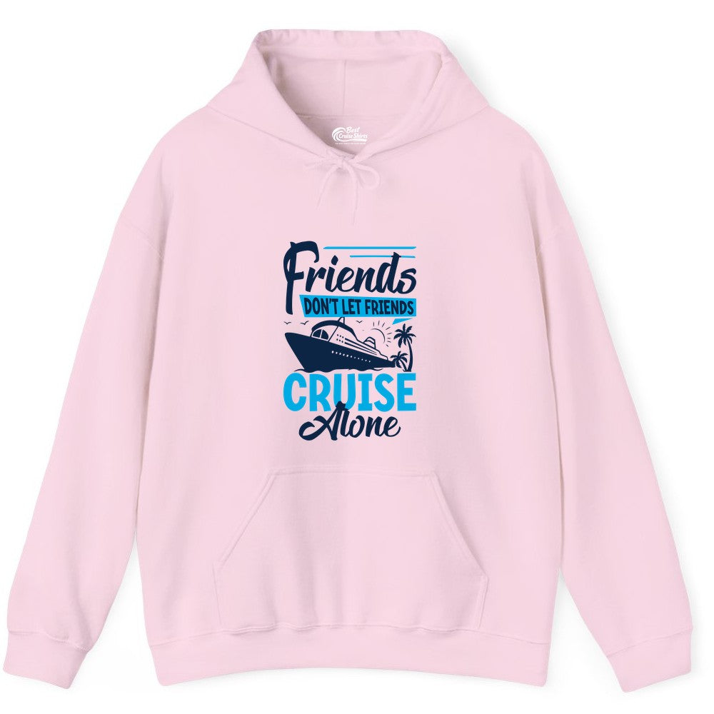 Friends Cruise Shirt - Fun Tropical Matching Cruise Group Tee (Hoodie) in Light Pink - Friends Cruise Shirt - Tropical Palm Trees and Cruise Ship Vacation