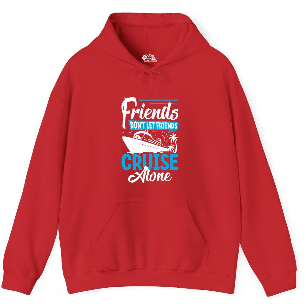 Friends Cruise Shirt - Fun Tropical Matching Cruise Group Tee (Hoodie) in Red - Friends Cruise Shirt - Tropical Palm Trees and Cruise Ship Vacation