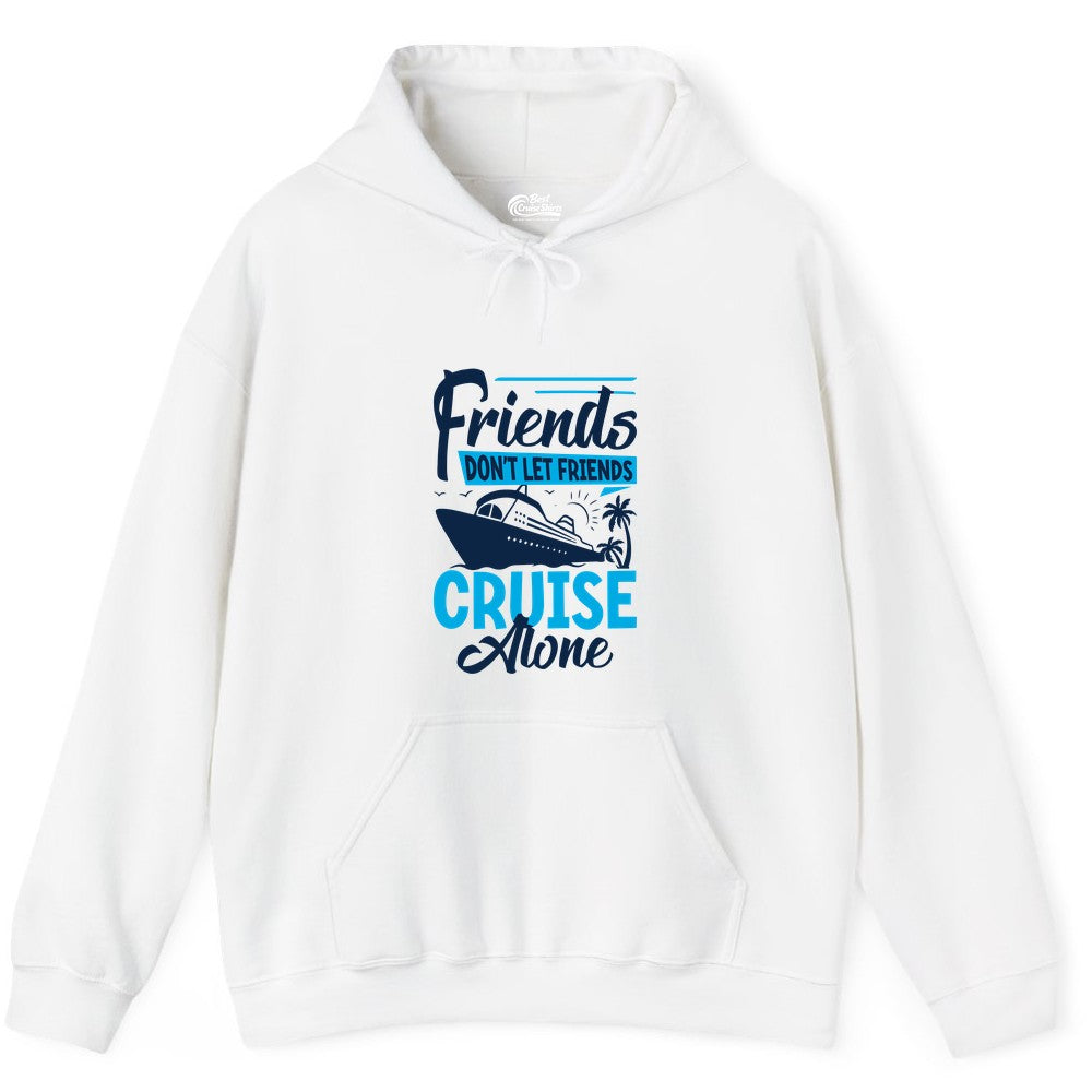 Friends Cruise Shirt - Fun Tropical Matching Cruise Group Tee (Hoodie) in White - Friends Cruise Shirt - Tropical Palm Trees and Cruise Ship Vacation