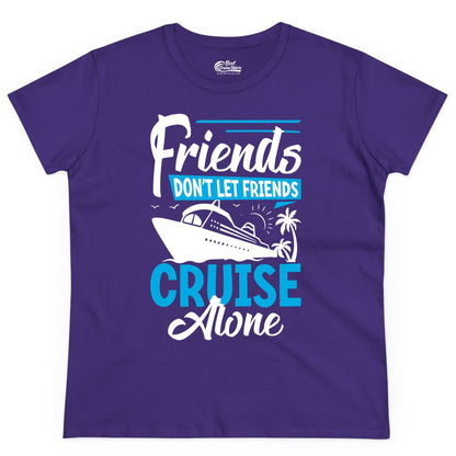 Friends Cruise Shirt - Fun Tropical Matching Cruise Group Tee (Ladies Tee) in Purple - Friends Cruise Shirt - Tropical Palm Trees and Cruise Ship Vacation