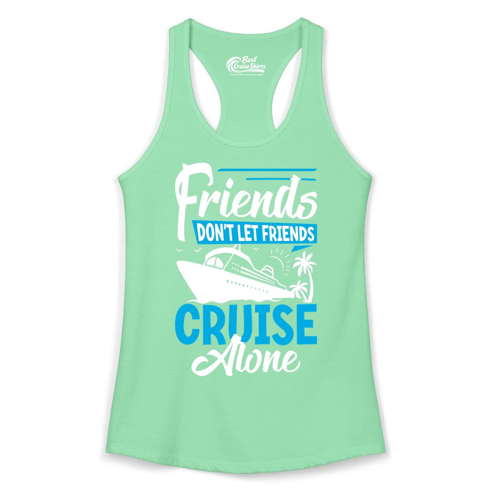 Friends Cruise Shirt - Fun Tropical Matching Cruise Group Tee (Ladies Tank) in Solid Mint - Friends Cruise Shirt - Tropical Palm Trees and Cruise Ship Vacation