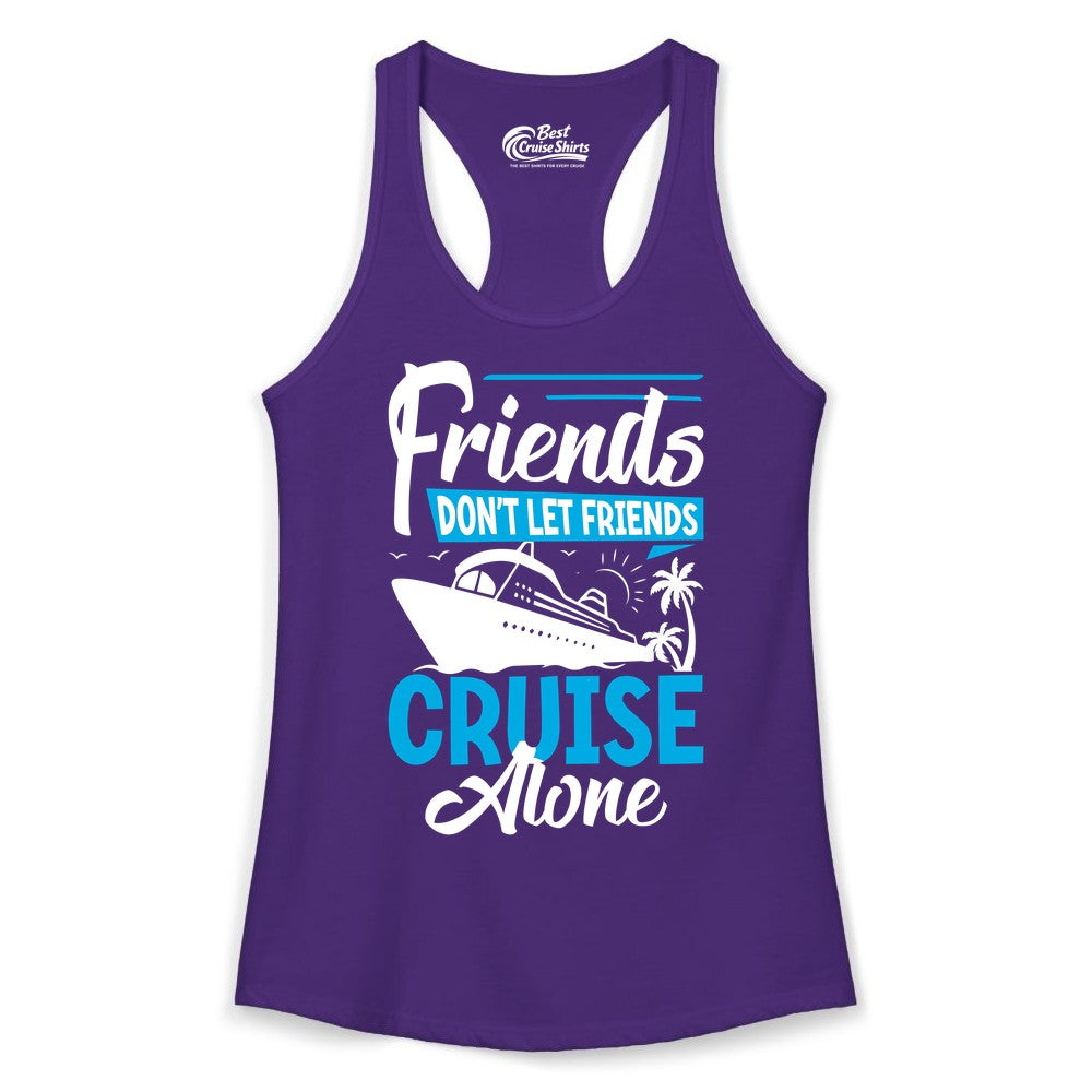Friends Cruise Shirt - Fun Tropical Matching Cruise Group Tee (Ladies Tank) in Solid Purple Rush - Friends Cruise Shirt - Tropical Palm Trees and Cruise Ship Vacation