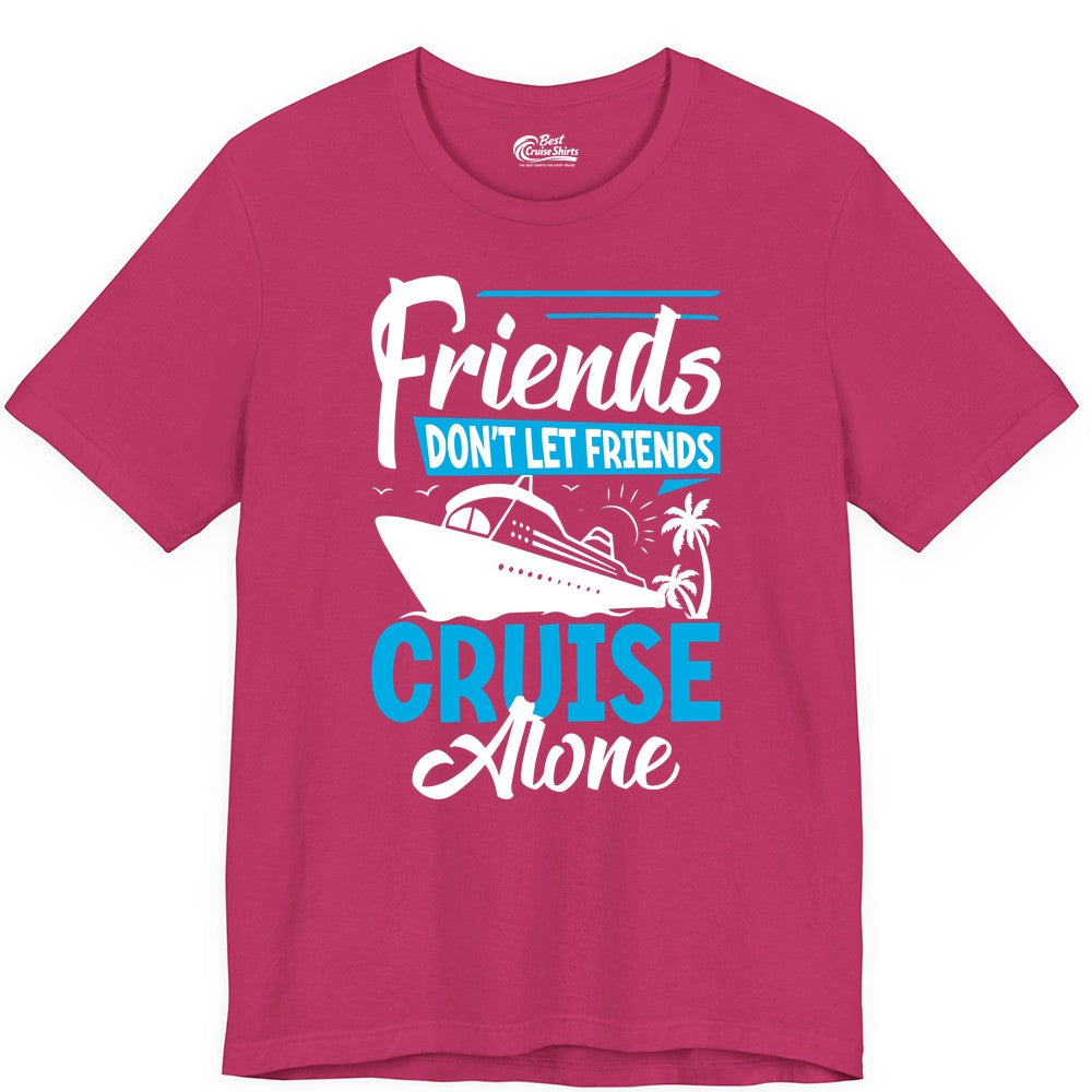 Friends Cruise Shirt - Fun Tropical Matching Cruise Group Tee (Premium Tee) in Berry - Friends Cruise Shirt - Tropical Palm Trees and Cruise Ship Vacation