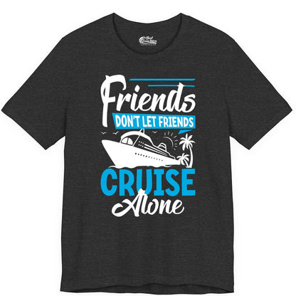 Friends Cruise Shirt - Fun Tropical Matching Cruise Group Tee (Premium Tee) in Dark Grey Heather - Friends Cruise Shirt - Tropical Palm Trees and Cruise Ship Vacation