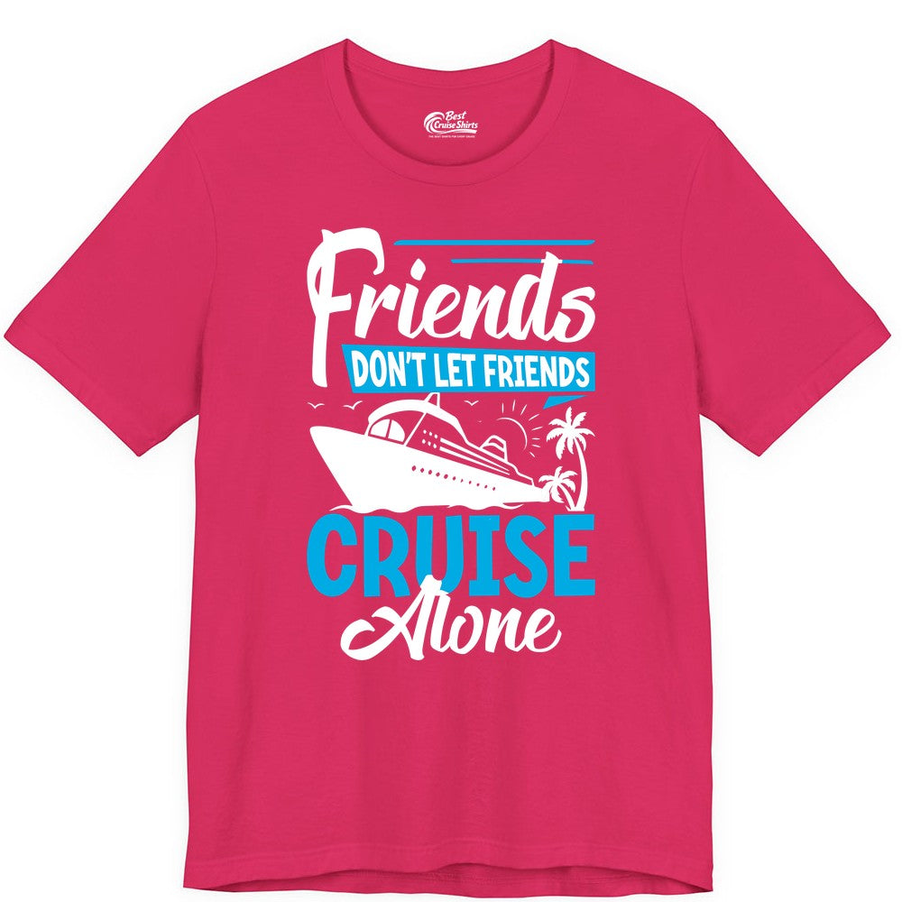 Friends Cruise Shirt - Fun Tropical Matching Cruise Group Tee (Premium Tee) in Fuchsia - Friends Cruise Shirt - Tropical Palm Trees and Cruise Ship Vacation
