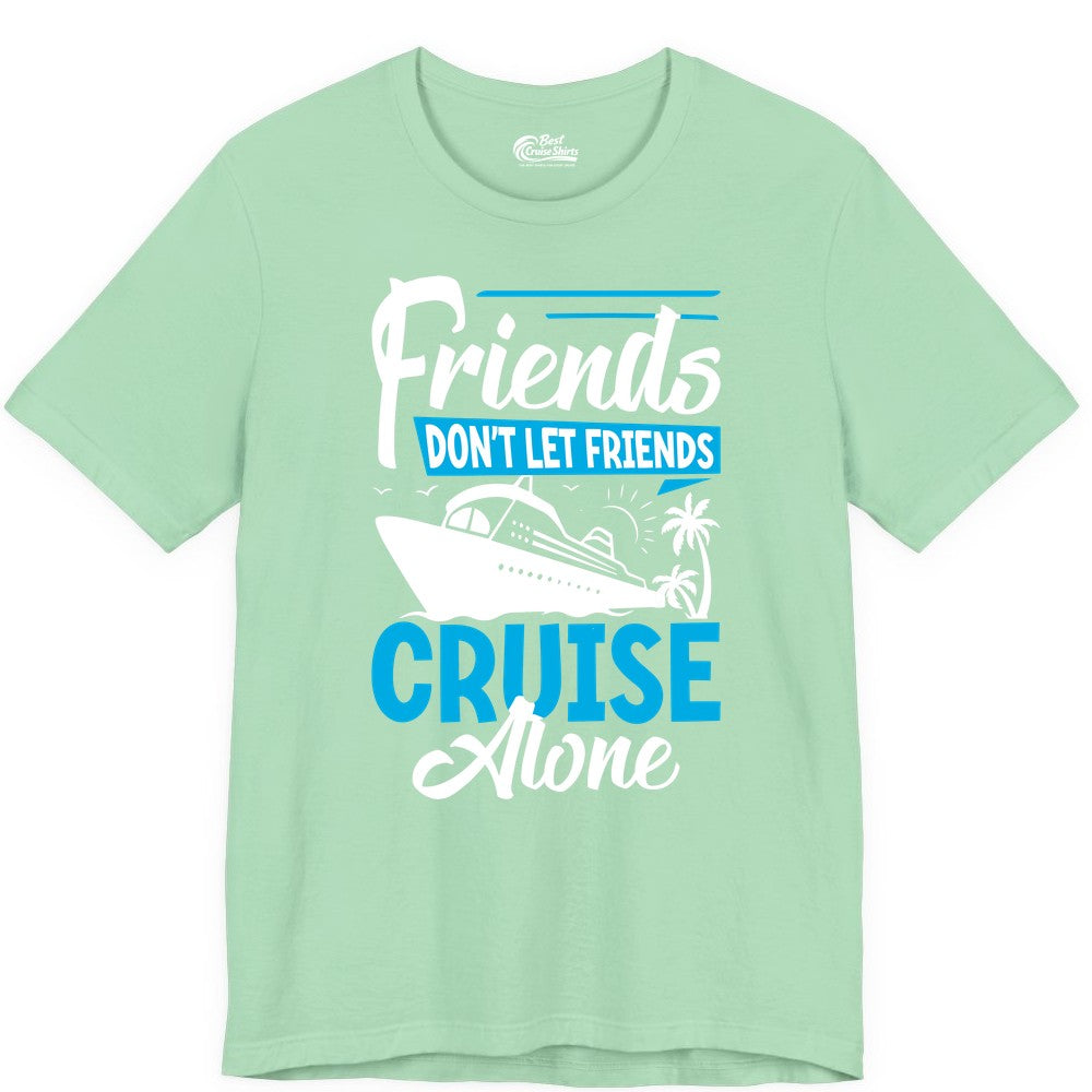 Friends Cruise Shirt - Fun Tropical Matching Cruise Group Tee (Premium Tee) in Mint - Friends Cruise Shirt - Tropical Palm Trees and Cruise Ship Vacation