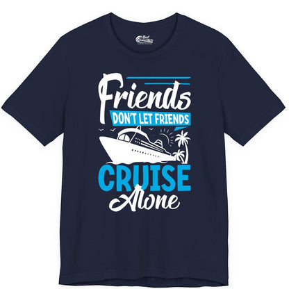 Friends Cruise Shirt - Fun Tropical Matching Cruise Group Tee (Premium Tee) in Navy - Friends Cruise Shirt - Tropical Palm Trees and Cruise Ship Vacation