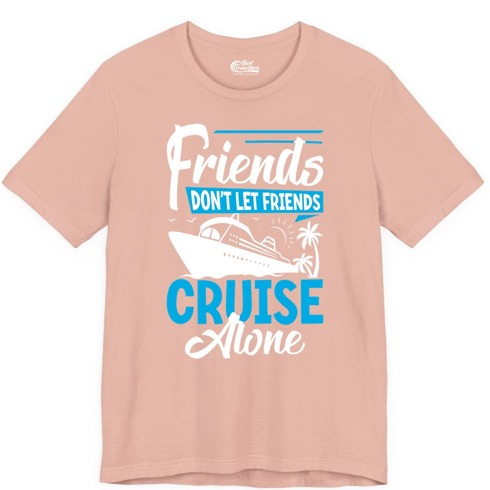Friends Cruise Shirt - Fun Tropical Matching Cruise Group Tee (Premium Tee) in Peach - Friends Cruise Shirt - Tropical Palm Trees and Cruise Ship Vacation