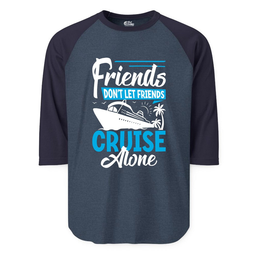 Friends Cruise Shirt - Fun Tropical Matching Cruise Group Tee (Raglan) in Heather DenimNavy - Friends Cruise Shirt - Tropical Palm Trees and Cruise Ship Vacation