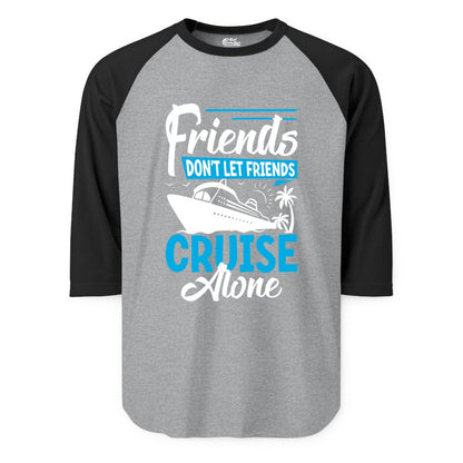 Friends Cruise Shirt - Fun Tropical Matching Cruise Group Tee (Raglan) in Heather GreyBlack - Friends Cruise Shirt - Tropical Palm Trees and Cruise Ship Vacation