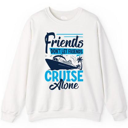 Friends Cruise Shirt - Fun Tropical Matching Cruise Group Tee (Sweatshirt) in White - Friends Cruise Shirt - Tropical Palm Trees and Cruise Ship Vacation